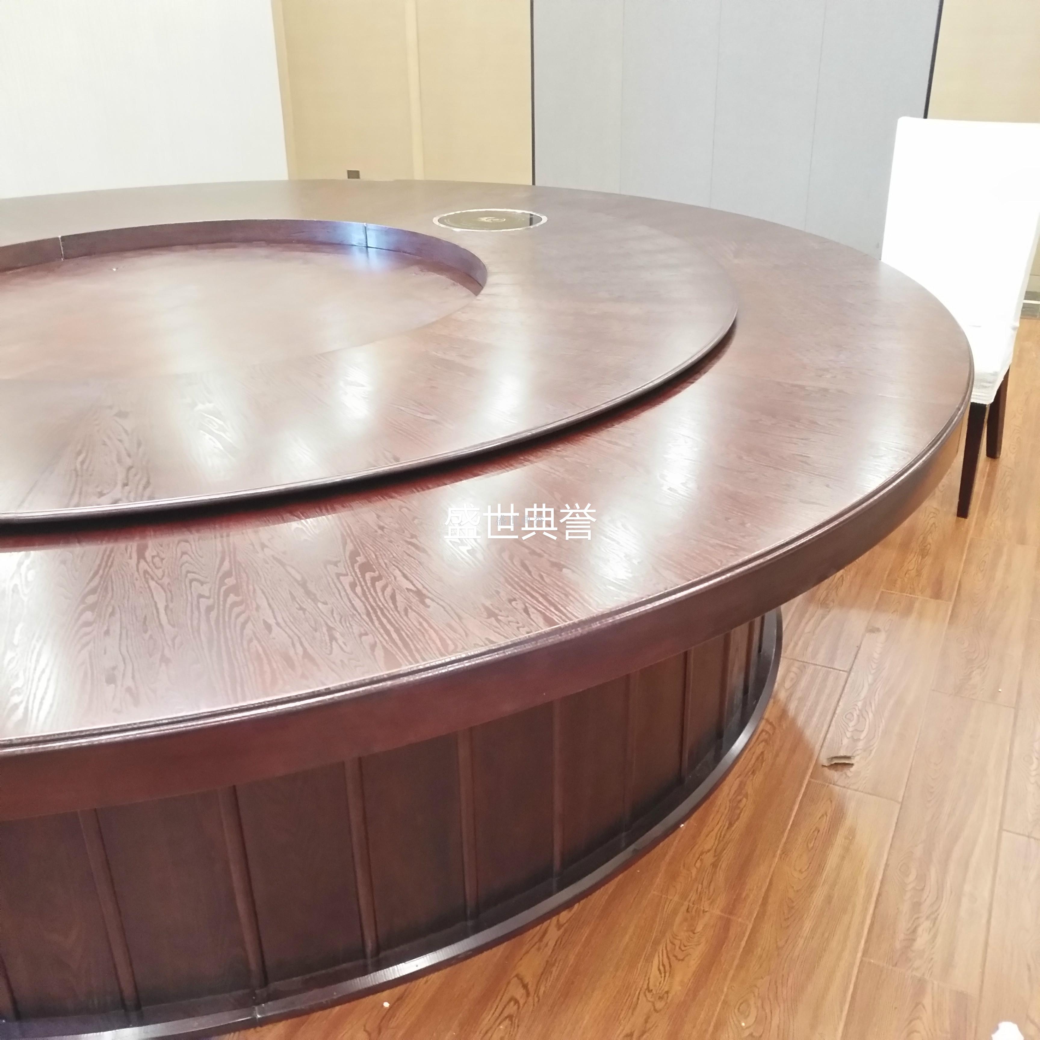 九江饭店包厢实木电动餐桌新中式电动圆桌餐厅15-30人电动桌