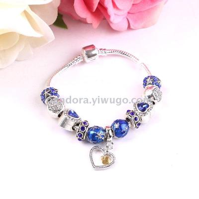 Korean romantic DIY glass hand string crystal bracelet lovers love pendant bracelet personality handmade beads