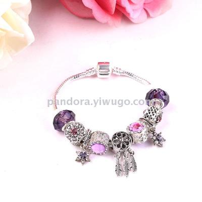 Euramerican pan home new model star is the same as paragraph dream catcher pure silver 925 silver bracelet snowflake DIY string act the role ofing