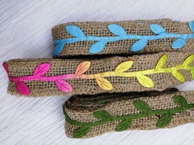 Cuff jute + leaves auxiliary DlY decorative belt