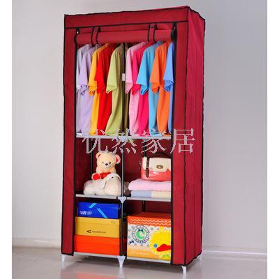 Double draw plain color simple wardrobe dust proof receiving cloth creative combination of non-woven cloth wardrobe