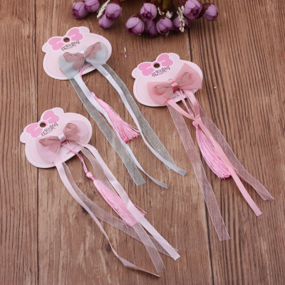 5 Yuan Shop Jewelry Children Tassel Streamer Barrettes Little Girl Fairy Style Hair Accessories Girl Bow Lace Updo