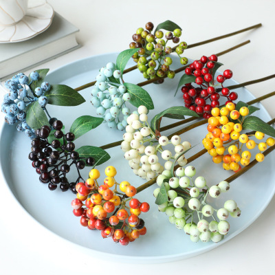 Spot supply European simulation flower small fruit bunches branches living room decoration Christmas decoration accessories simulation berries