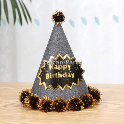 Birthday pompon glitter paper paty gift hat party props holiday supplies party