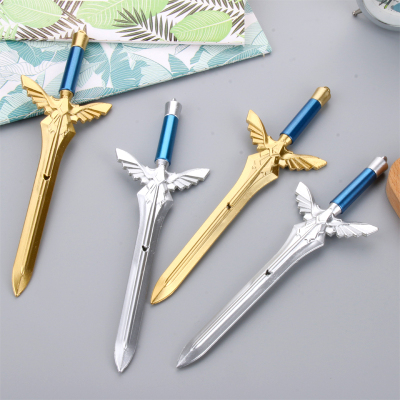 Minimalist Creative Cartoon Angel Wings Sword Gel Pen Simple Gold and Silver Color Black Gel Ink Pen Student Stationery