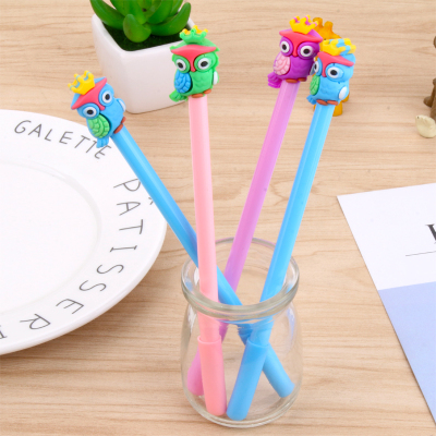 Factory Direct Sales Cute Owl Gel Pen Creative Cartoon Animal Stylish Pen Black Syringe Signature Pen