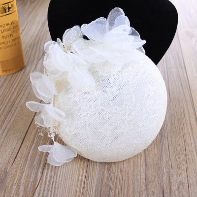 Bridal hat accessories White stardust flower bowler hat bridal accessories