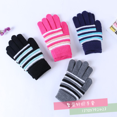 Spring and autumn thin knit students warm gloves ladies winter wool five fingers point to outdoor cycling driving men