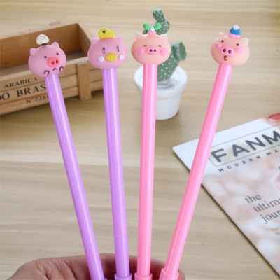 Cartoon Creative Pig Head Gel Pen Pig Head Bean Sprout Hat Bird Cute Animal Black Gel Ink Pen