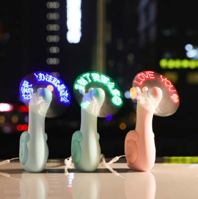 Cartoon Dinosaur Deer Snail with Word Fan Couple Mini USB Rechargeable LED Flash Word Little Fan TikTok Same Style