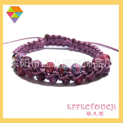 Small Clear Polymer Clay Seven-Color String Woven Bracelet for Girlfriend Bracelet Factory Wholesale