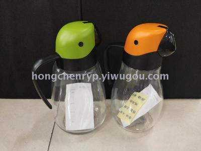 2019 new high-end fine glass oil can automatically open cover parrot glass oil can 600ml, 800ml