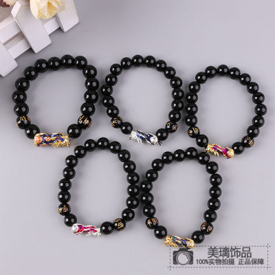 Gifts imitation gold obsidian PI xiu bracelet men and women personalized electrical gilded PI xiu hand string