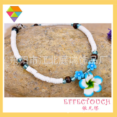 Small Clear Polymer Clay Flower Polymer Clay Slice Necklace Beach Tropical Style Factory Wholesale