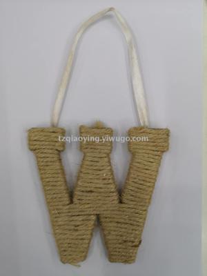 Twine diy creative hand woven twine vintage style decorative wooden letter pendant