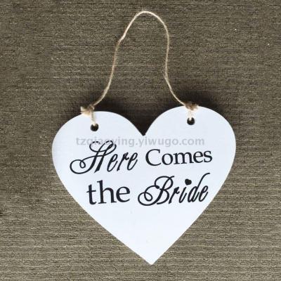 Wooden wedding supplies double-sided English letter hangings wooden wedding shooting props