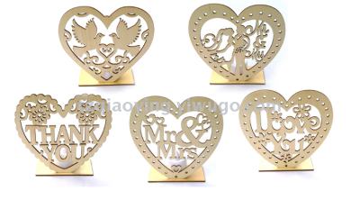 Hot style creative DIY wedding supplies heart-shaped wood decoration MR&MRS wood LED candle lighting party supplies