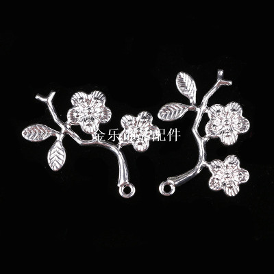 DIY Jewelry Material Hairpin Headdress Parts Brooch Corsage Accessories Silver Plum Blossom Branch Pendant Pendant