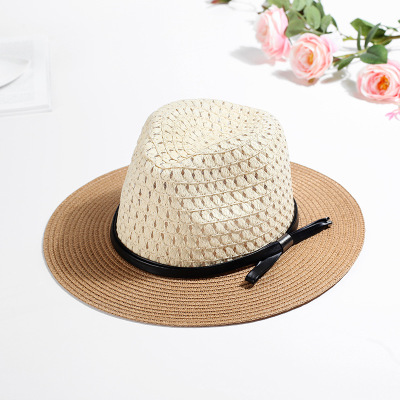 Korean Sun Hat Raffia Hat Sun Shade Jazz Top Hat Short Brim Neutral Men and Women Spring Sun Protection Casual Flat Eaves Cap
