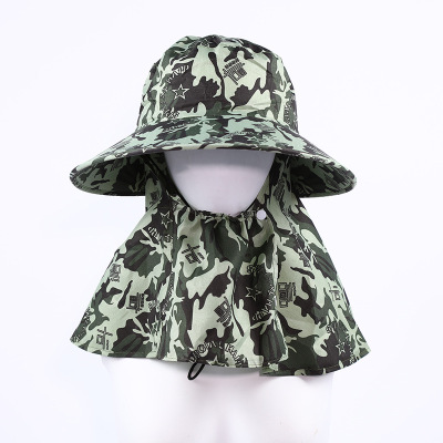 Camouflage Sunscreen Hat Sun Sunhat Outdoor UV-Proof Riding Electric Car Men's Tea Picking Hat Face Covering Hat Factory