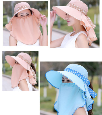 Summer Women's Sun Hat Big Brim Sun-Proof UV Protection Tea Picking Face Cover Hat Outdoor Crushhat Factory Direct Sales