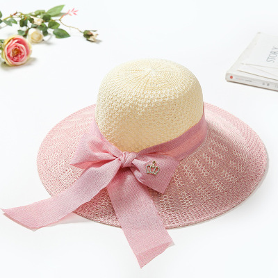 New Raffia Fashion Sun Hat Knitted Straw Hat Tourist Hat Sun-Proof Basin Hat Bucket Hat Wholesale Factory