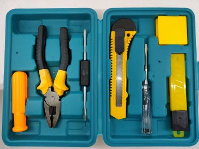 Hardware tools set 7-piece pliers 2 screwdriver cutter 1 meter tape measure portable Hardware set