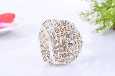 Factory Direct Sales Alloy Jewelry Box Metallic Jewelry Box Heart-Shaped Jewelry Box Gold-Plated Ornaments