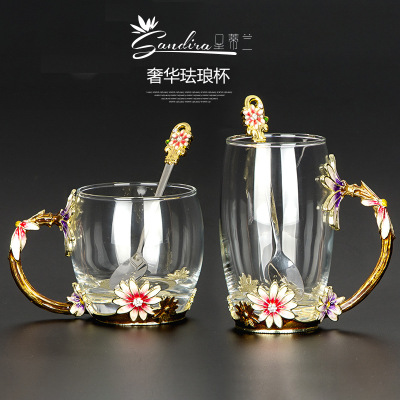 Enamel Cup Tea Cup Household High Temperature Resistant Glass Enamel Scented Tea Cup Get Gift Present Wholesale