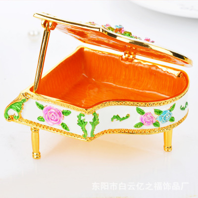Piano Shape Jewelry Box Wholesale Metal Crafts Decoration Metal Hand Painting Gift Gift Birthday