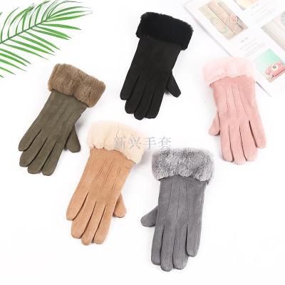 Double layer plus velvet gloves wholesale manufacturers direct outdoor warm gloves winter cold