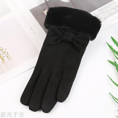 Winter fashion touch screen suede wool gloves for ladies sport non-slip outdoor gloves outdoor sports gloves