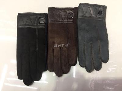 Men's all-finger suede plus winter winter gloves for warmth outdoor touch screen cycling and driving non-slip