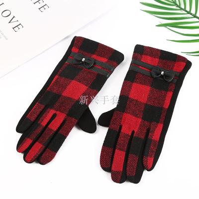 British style autumn and winter new foreign trade export retro color grid gloves wholesale