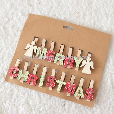 Creative lovely Christmas elk wooden clip photo clip card clip Christmas decorations