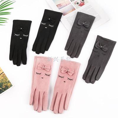 Autumn and winter refers to cute plus velvet touch screen saver warm gloves suede gloves