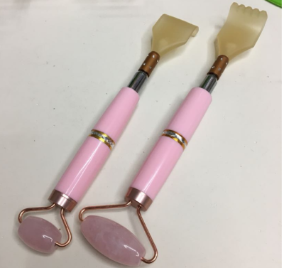 Facial Massage Roller Natural Pink Crystal Jade Beauty Instrument Facial Telescopic Multifunctional Massager