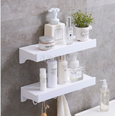 Plastic storage rack for bathroom and kitchen, no perforation, powerful cosmetics display rack, multi-function, no-trace