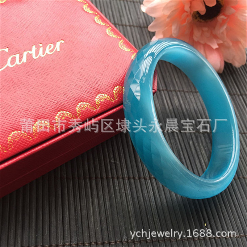 厂家直销靓丽猫眼石手镯14-15宽猫眼切面刻面手镯水晶玻璃手镯