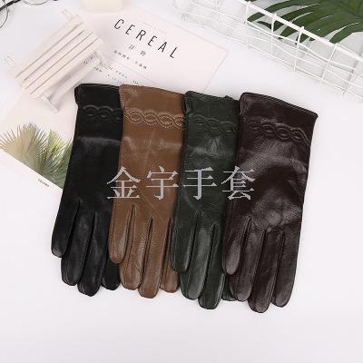 Ladies' leather gloves for export with full finger gloves are available as samples