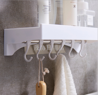 Plastic storage rack for bathroom and kitchen, no perforation, powerful cosmetics display rack, multi-function, no-trace