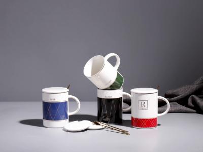 Simple Nordic ins style ceramic cup with spoon cover creative water cup..