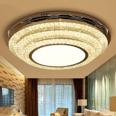 Circular living room lamp simple modern high end atmosphere home dining room warm LED lamp crystal lamp