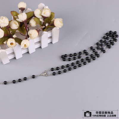 Black and white cross pendant necklace jade beads with personalized fashion accessories manufacturers direct sales