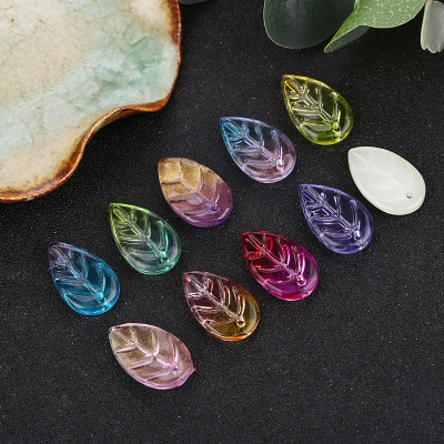 Tianhe glass 11x18mm gold powder glass small leaves various varieties diy hairpin accessories wholesale