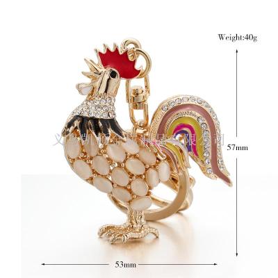 Chicken China wind diamond key chain wholesale bag pendant creative gift promotion gift manufacturers customized