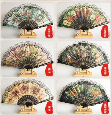Plastic fan Chinese style fan black stem flower fan export foreign trade fan best-selling fan canbecustomizedfoldingfans