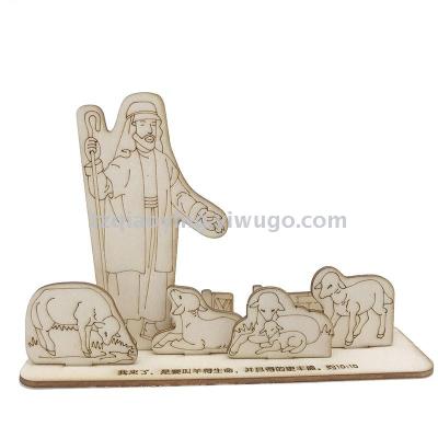 Wooden three-dimensional color puzzle DIY puzzle inside the Gospel Christmas gift