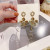 Korean Style Fashion Ear Jewelry Silver Needle Gold Flower Crystal Asymmetric Spring Stud Earrings for Women