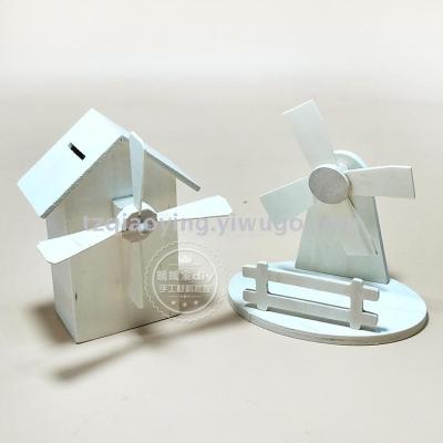 Children DIY wooden windmill house piggy bank snow clay clay color clay scene windmill white embryo mold